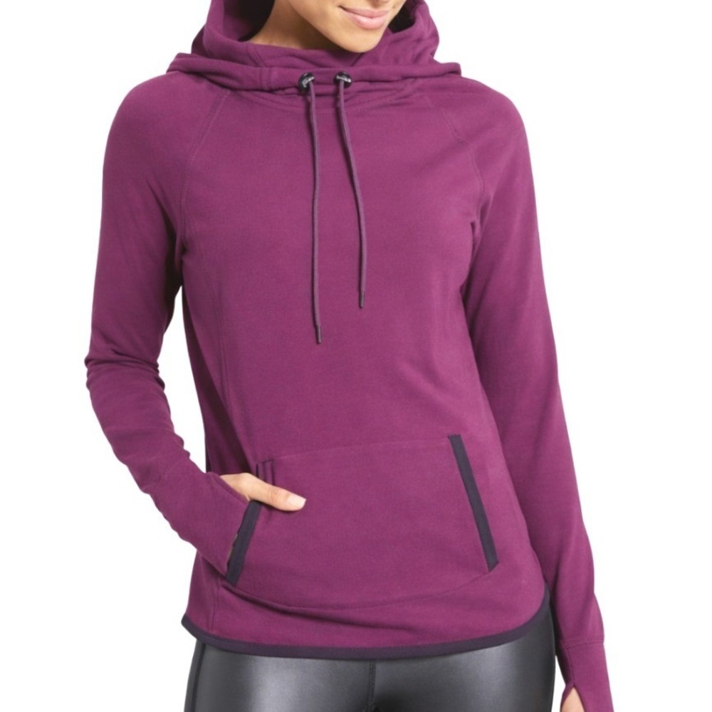 Athleta Sentry Purple Cowl Neck Long Sleeve Thumbhole Hoodie Women's Size S